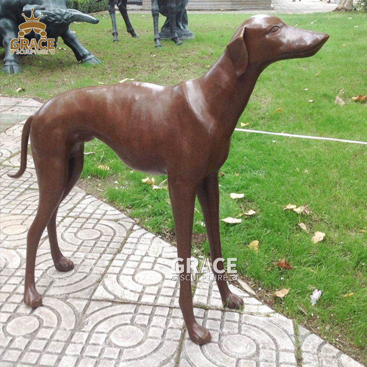 Casting Golden Life Size Greyhound Dog Sculpture Bronze Animal Statue Decoration