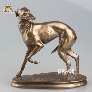 Casting Golden Life Size Greyhound Dog Sculpture Bronze Animal Statue Decoration