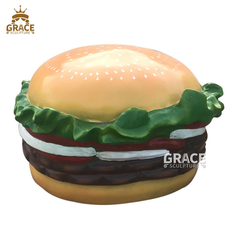 Outdoor Large Size Fiberglass Big Boy With Holding Hamburger Sculpture Resin Statue