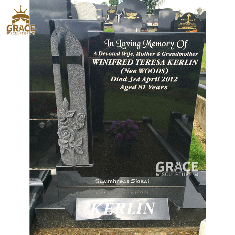 Hand Made Granite Natural Black Stone Headstone Marble Monument Tombstone