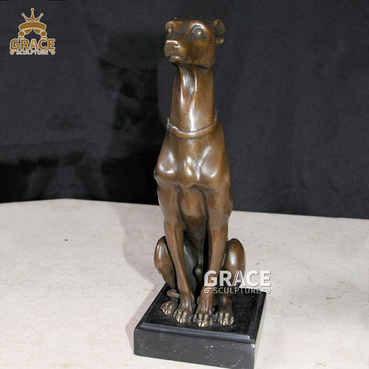 Casting Golden Life Size Greyhound Dog Sculpture Bronze Animal Statue Decoration