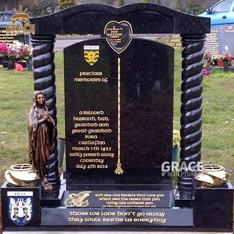 Hand Made Granite Natural Black Stone Headstone Marble Monument Tombstone