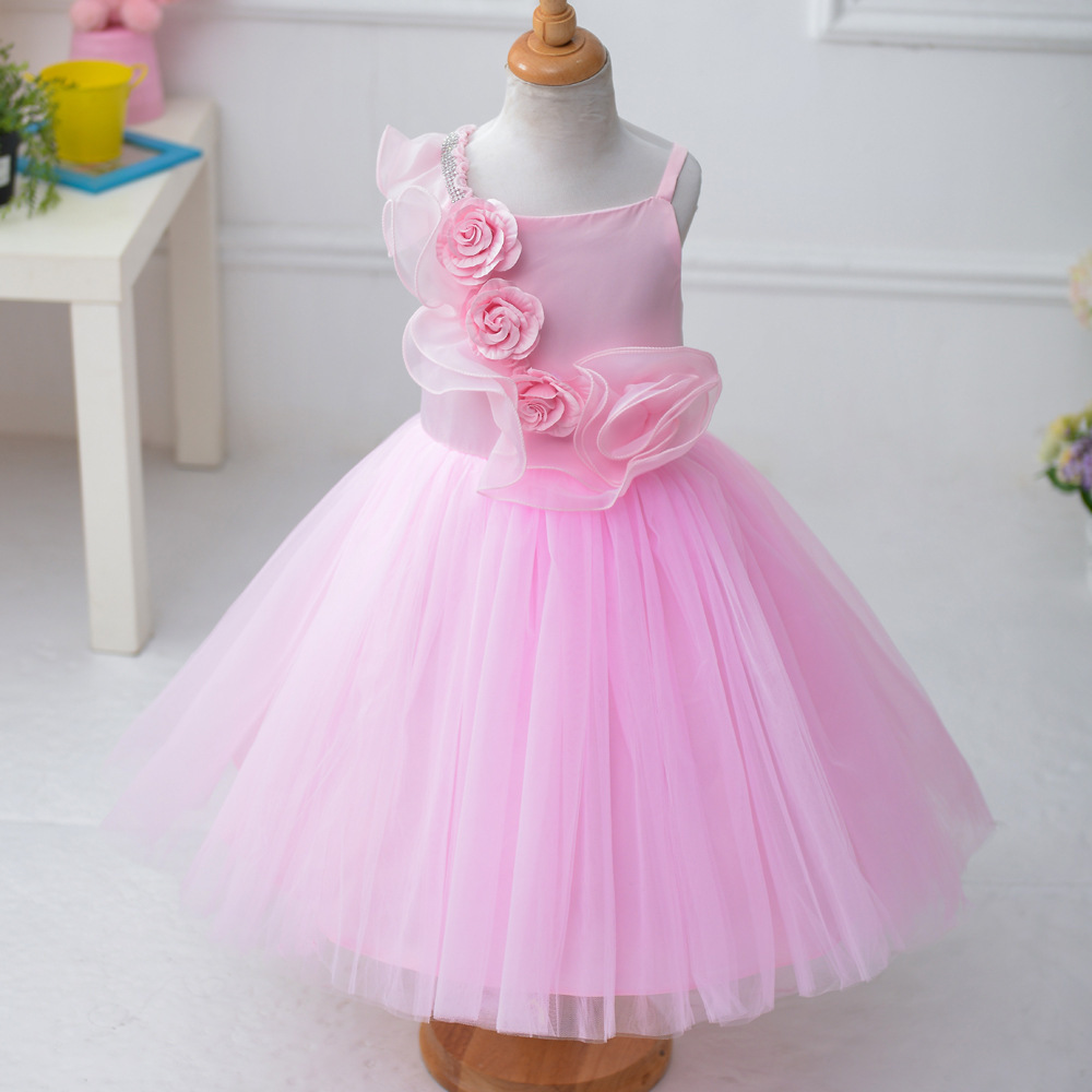 2017 Frock Design One Piece Girls Party Gown Dress Flower Girl Tulle Dress