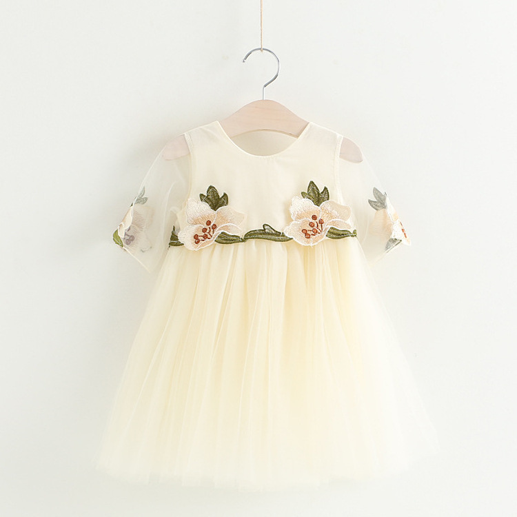 New Trend Flower Baby Girl Tulle Layered Summer Dress Wholesale