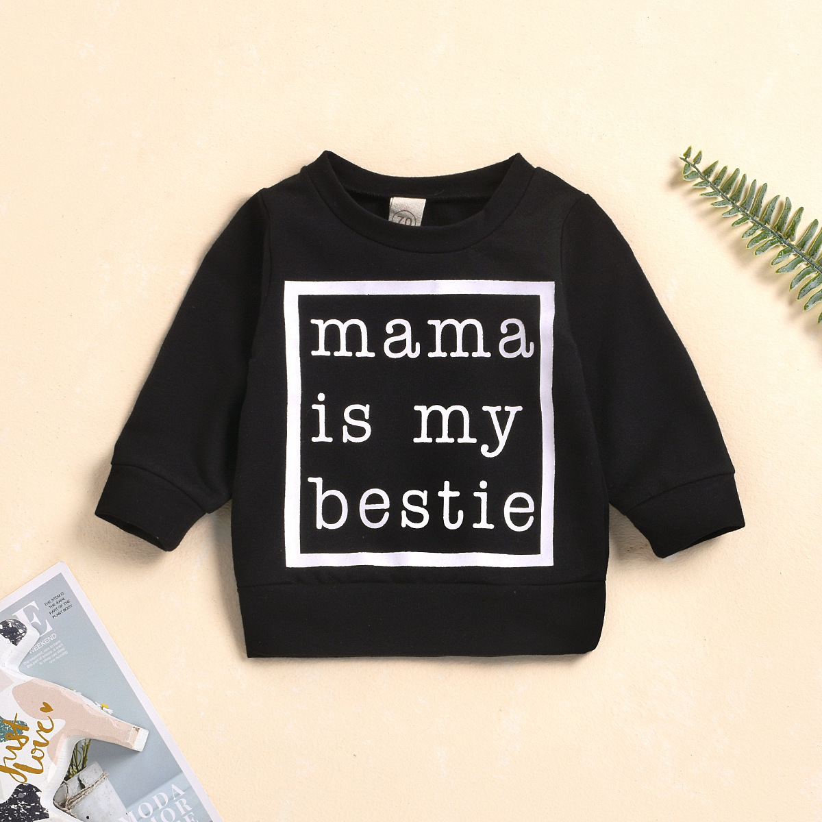 Private Label RTS Toddler Children Baby Crewneck Mama Is My Bestie Cotton Kids Girls Sweatshirts