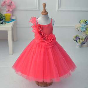 2017 Frock Design One Piece Girls Party Gown Dress Flower Girl Tulle Dress