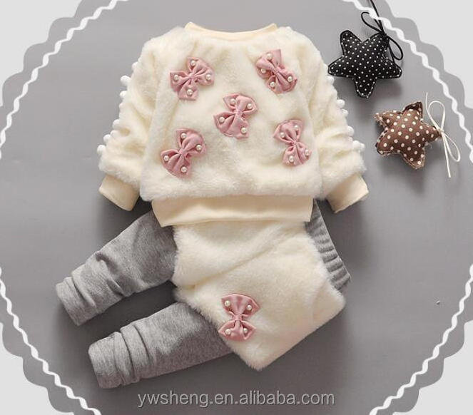 Newest coat and tutu children knitted cotton outfit for baby girl Winter warm outfit set with Bow