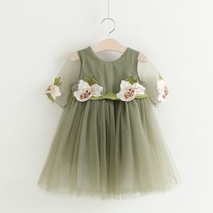 New Trend Flower Baby Girl Tulle Layered Summer Dress Wholesale