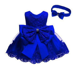 90-120cm 3M-24M Newborn Baby Girl Princess Dresses Lace Flower Bow Cute Birthday Party Dress