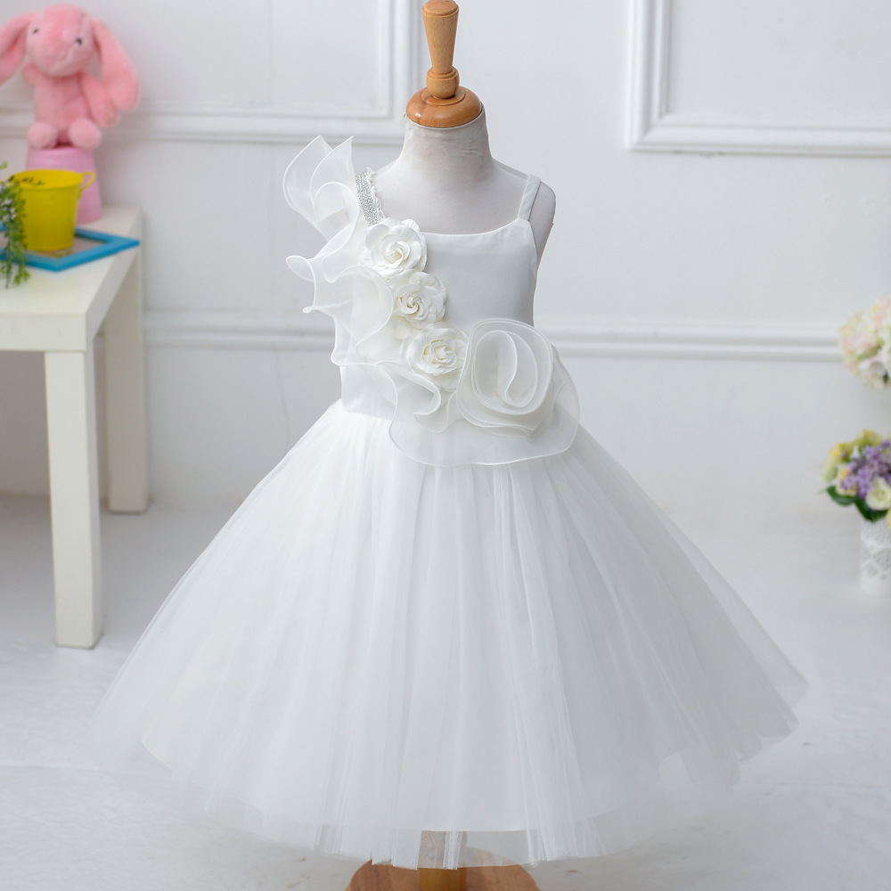 2017 Frock Design One Piece Girls Party Gown Dress Flower Girl Tulle Dress