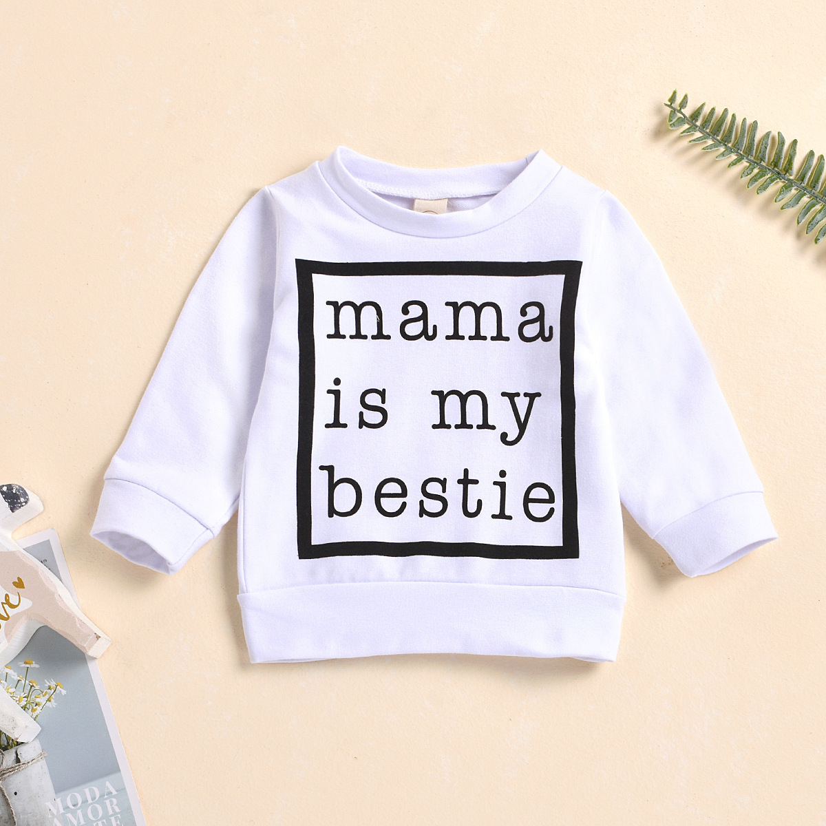 Private Label RTS Toddler Children Baby Crewneck Mama Is My Bestie Cotton Kids Girls Sweatshirts