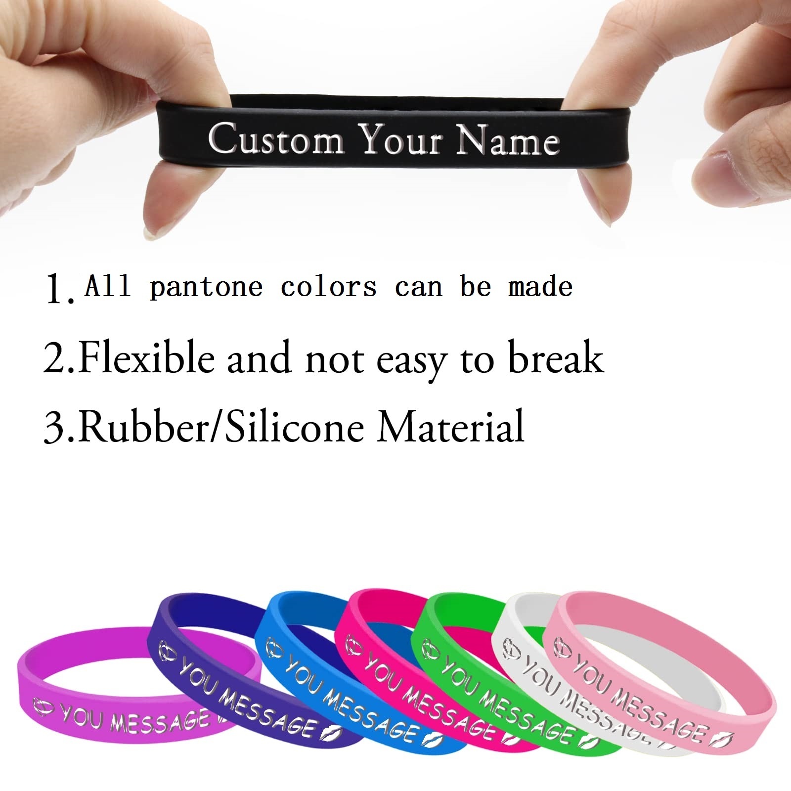 Custom Silicon 1 Inch Wristband for QR Code Make Rubber Bands Yourself Silicone Wrist Bands Customised Promotional Bracelets