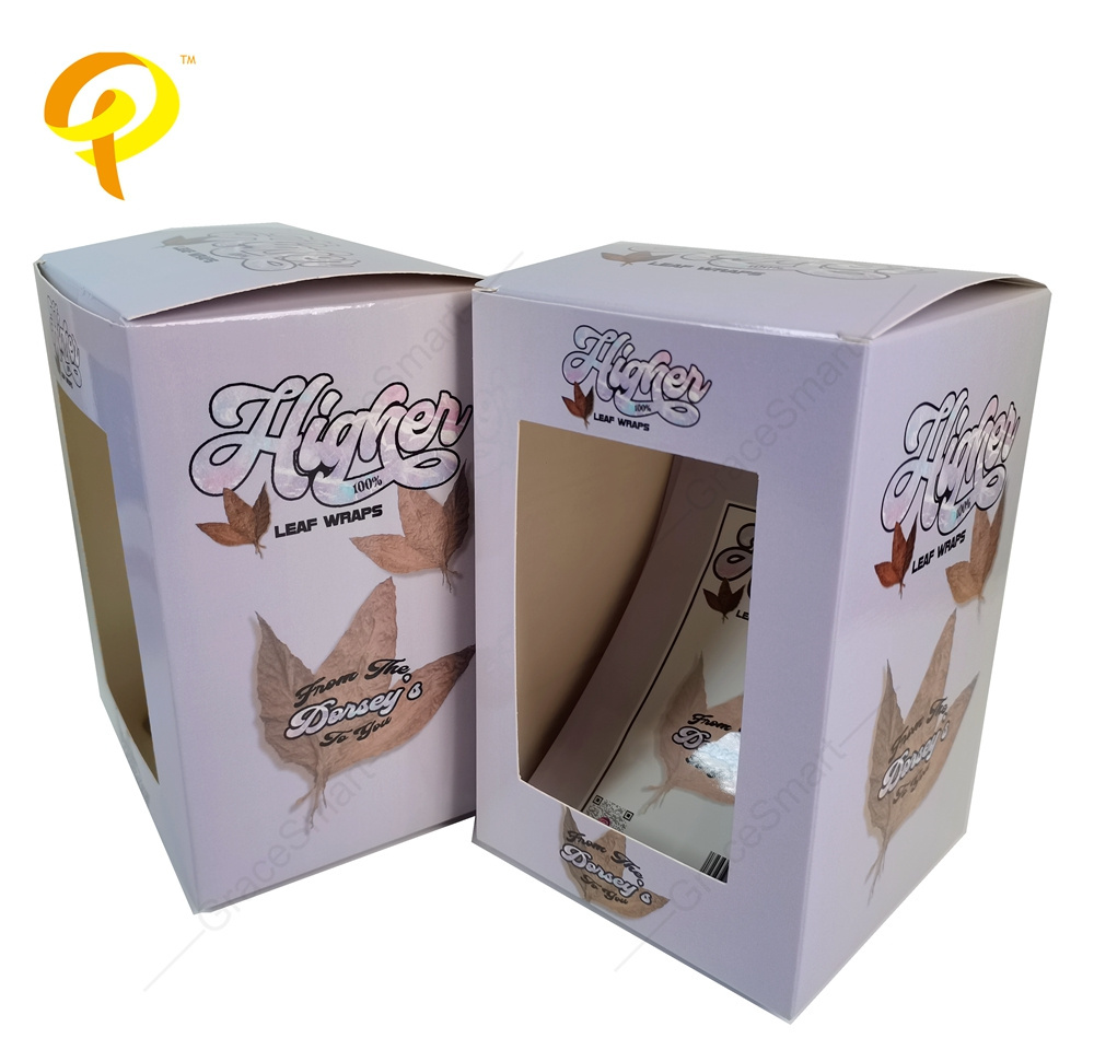 Grabba Leaves Package Wraps Boxes Folding Paper Box With Window Display Box for Natural Leaf