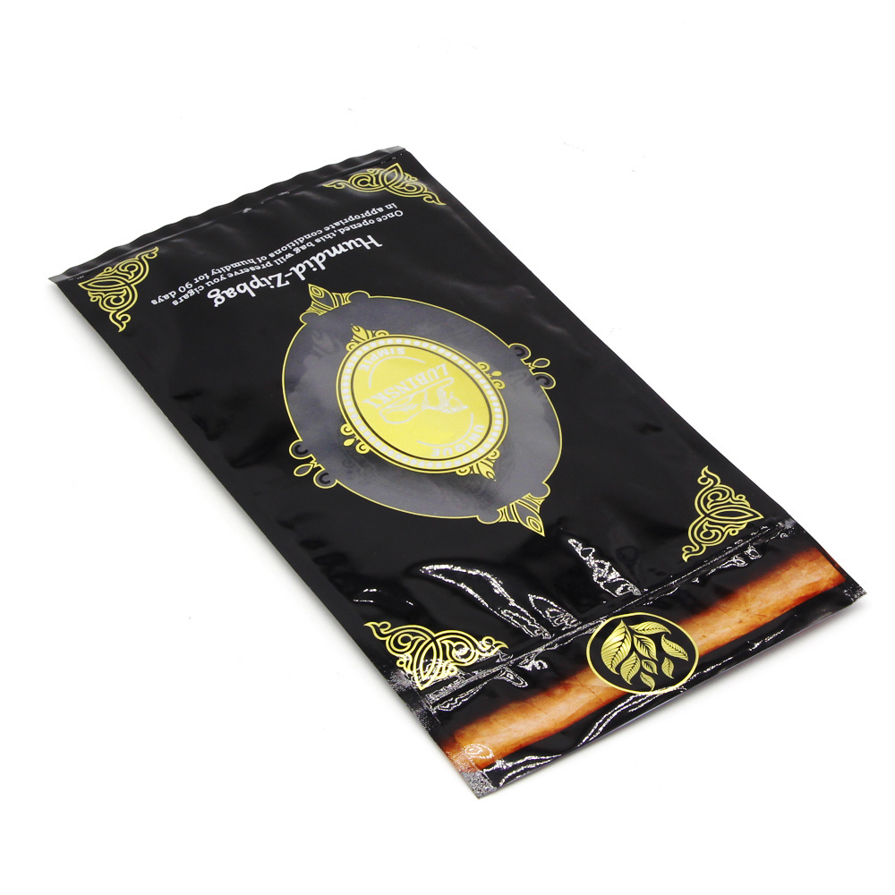 Custom tobacco cigar humidor bag smell proof foil cigarette wrap 100% natural ziplock travel cigar wrapper packaging bag