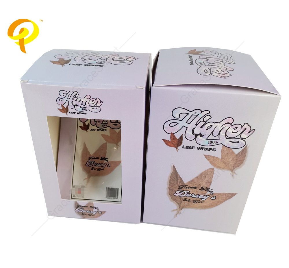 Grabba Leaves Package Wraps Boxes Folding Paper Box With Window Display Box for Natural Leaf