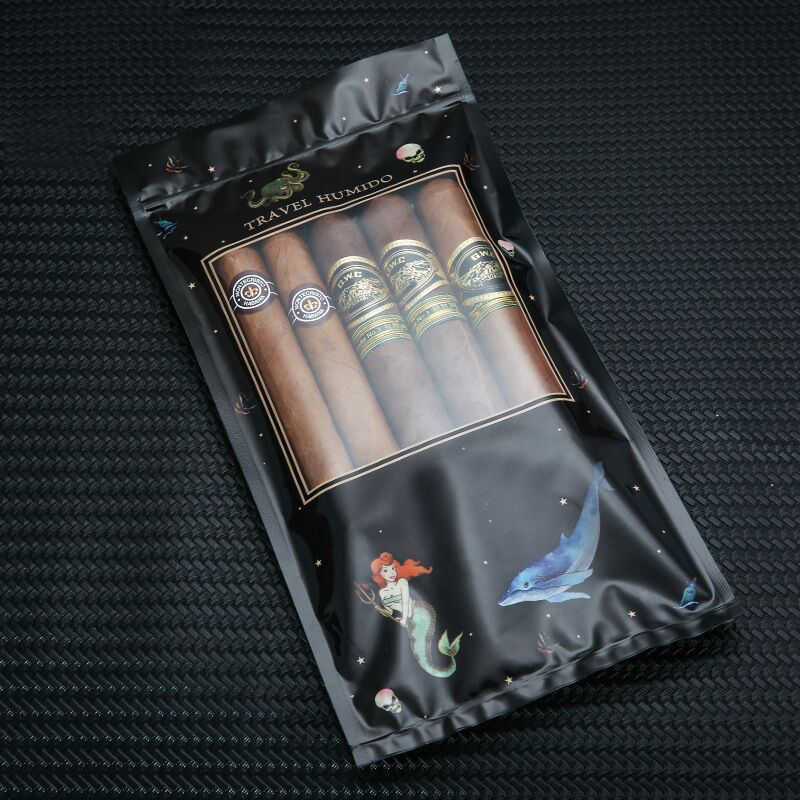 Custom tobacco cigar humidor bag smell proof foil cigarette wrap 100% natural ziplock travel cigar wrapper packaging bag