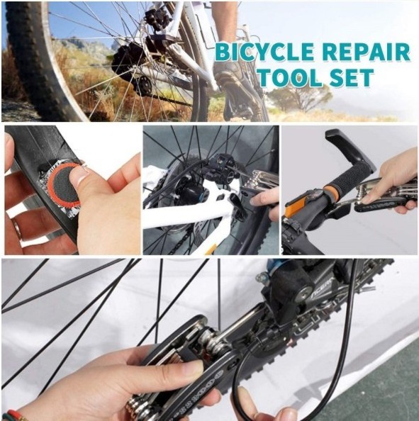 Muti-Function 16 in 1 Tire Fix Kit Portable Bicycle Repair Bike Tools