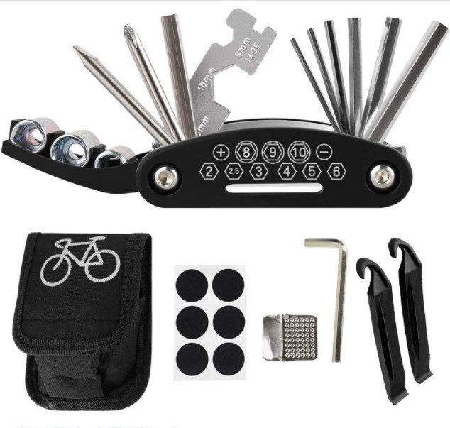 Muti-Function 16 in 1 Tire Fix Kit Portable Bicycle Repair Bike Tools