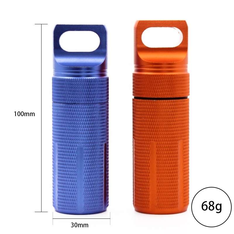 EDC Tools Survival Metal Aluminum Anodised Waterproof Capsules Pill Match Case Box Container for Emergency Kit