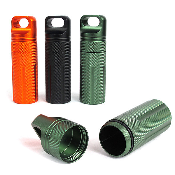 EDC Tools Survival Metal Aluminum Anodised Waterproof Capsules Pill Match Case Box Container for Emergency Kit