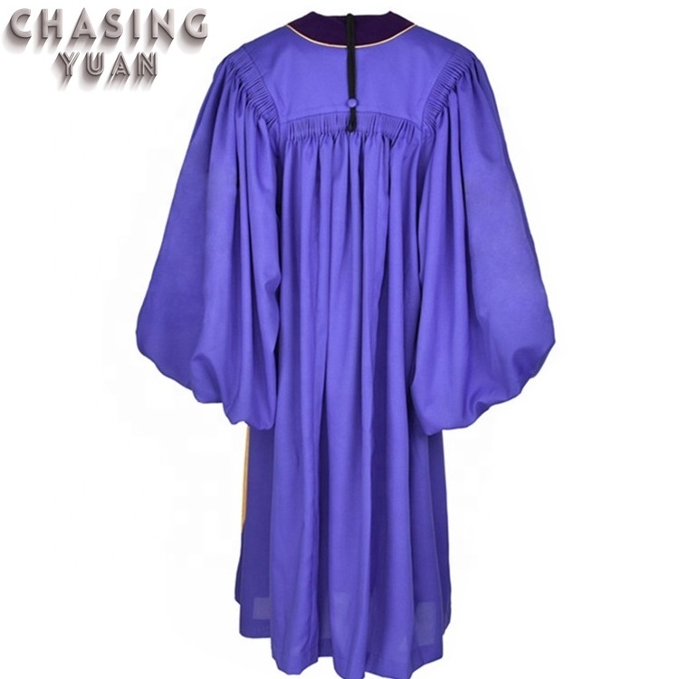 Unisex Clergy Robe Bishop Purple Pulpit Robe with Gold Trim Latin crosses