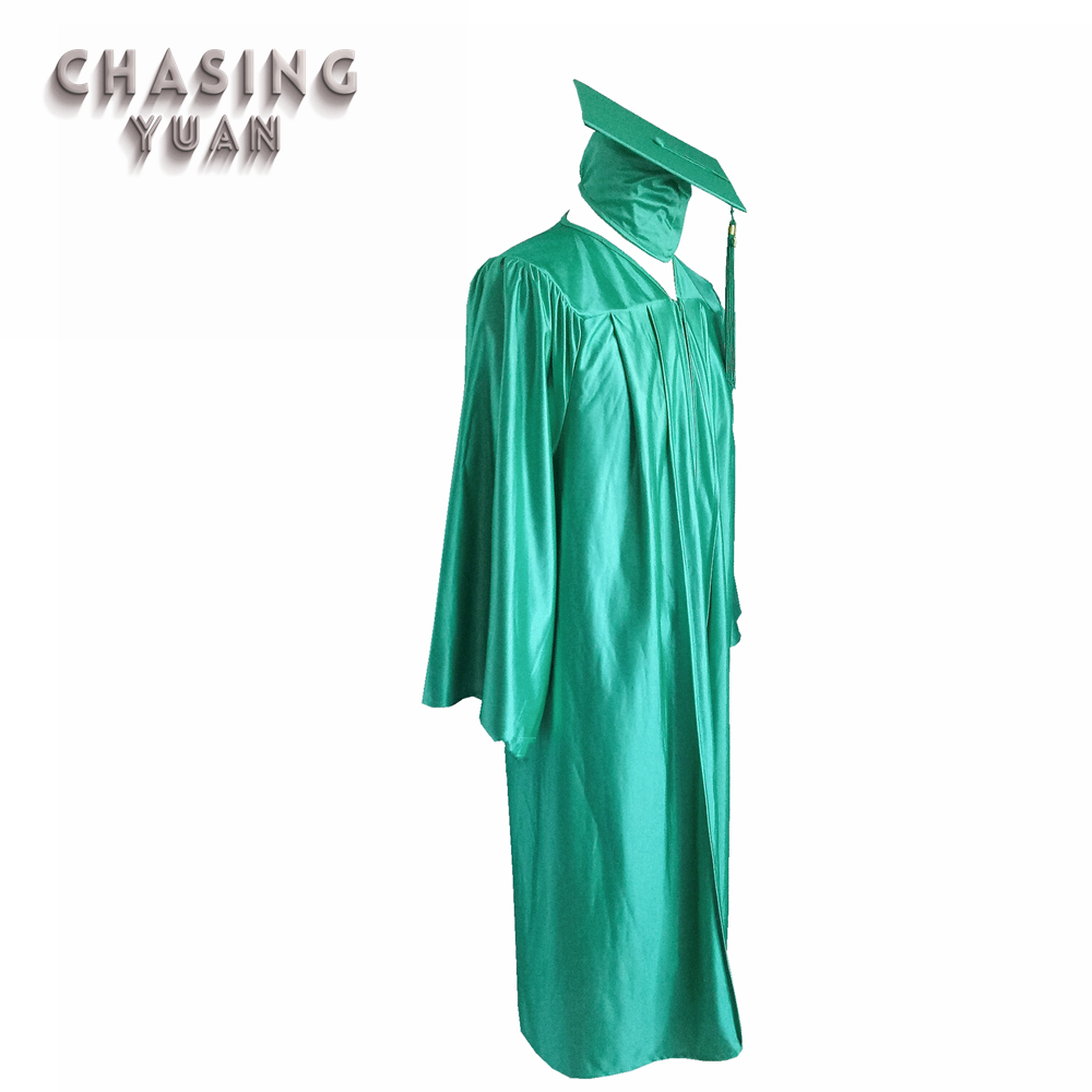 Shiny Kelly Green Adult Graduation Cap and Gown