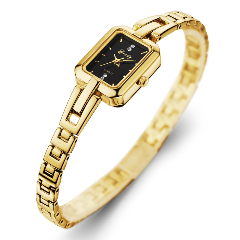 Gold Plated Women Wrist Watch Brass Case Quartz Watches Small Size Bracelet Watches