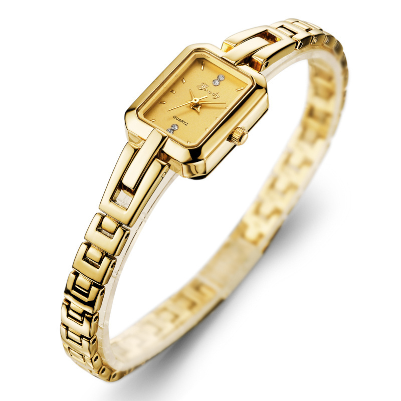 Gold Plated Women Wrist Watch Brass Case Quartz Watches Small Size Bracelet Watches