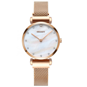 Fashion Waterproof Analog Sport woman's Watch Dress Round Stainless Steel Watches For Ladies