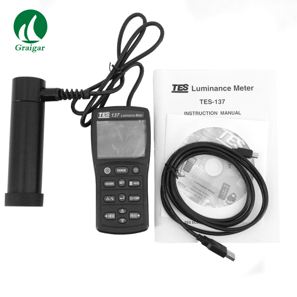 TES-137 Luminance Meter Screen Brightness Meter 0.01 to 1999k cd/m2 Lux Meter TES137