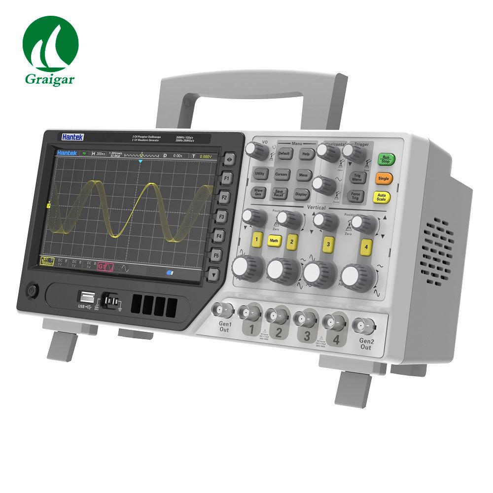 Hantek DPO6204C Digital Storage Oscilloscope 4 channels 200MHz 1 GSa/s Sample Rate Waveform Generator Spectrum Analyzer