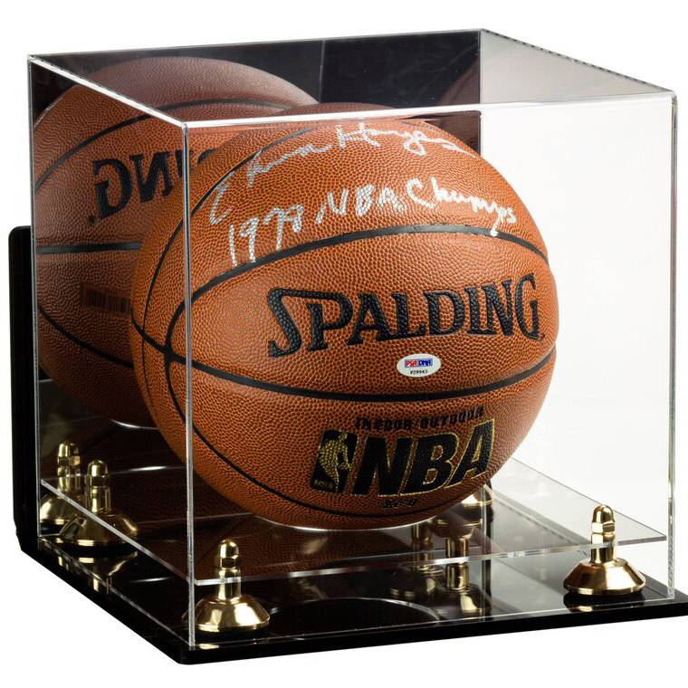 Wall Mount Acrylic Basketball Collectible Protective Case Mirrored Back Perspex Memorabilia Sport Display Box With Gold Riser