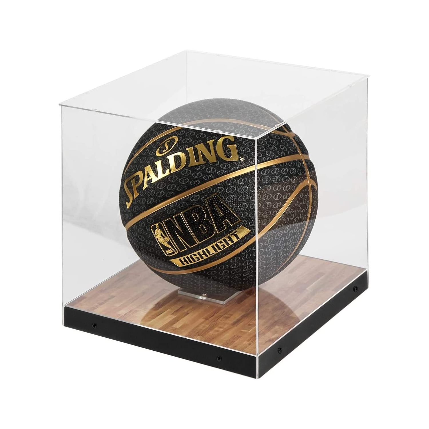 Dust Free Lucite Basketball Soccer Ball Storage Box Transparent Acrylic Wooden Base Autograph Ball Standing Display Cube