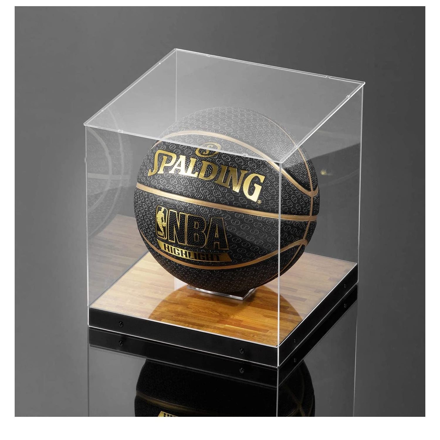 Dust Free Lucite Basketball Soccer Ball Storage Box Transparent Acrylic Wooden Base Autograph Ball Standing Display Cube