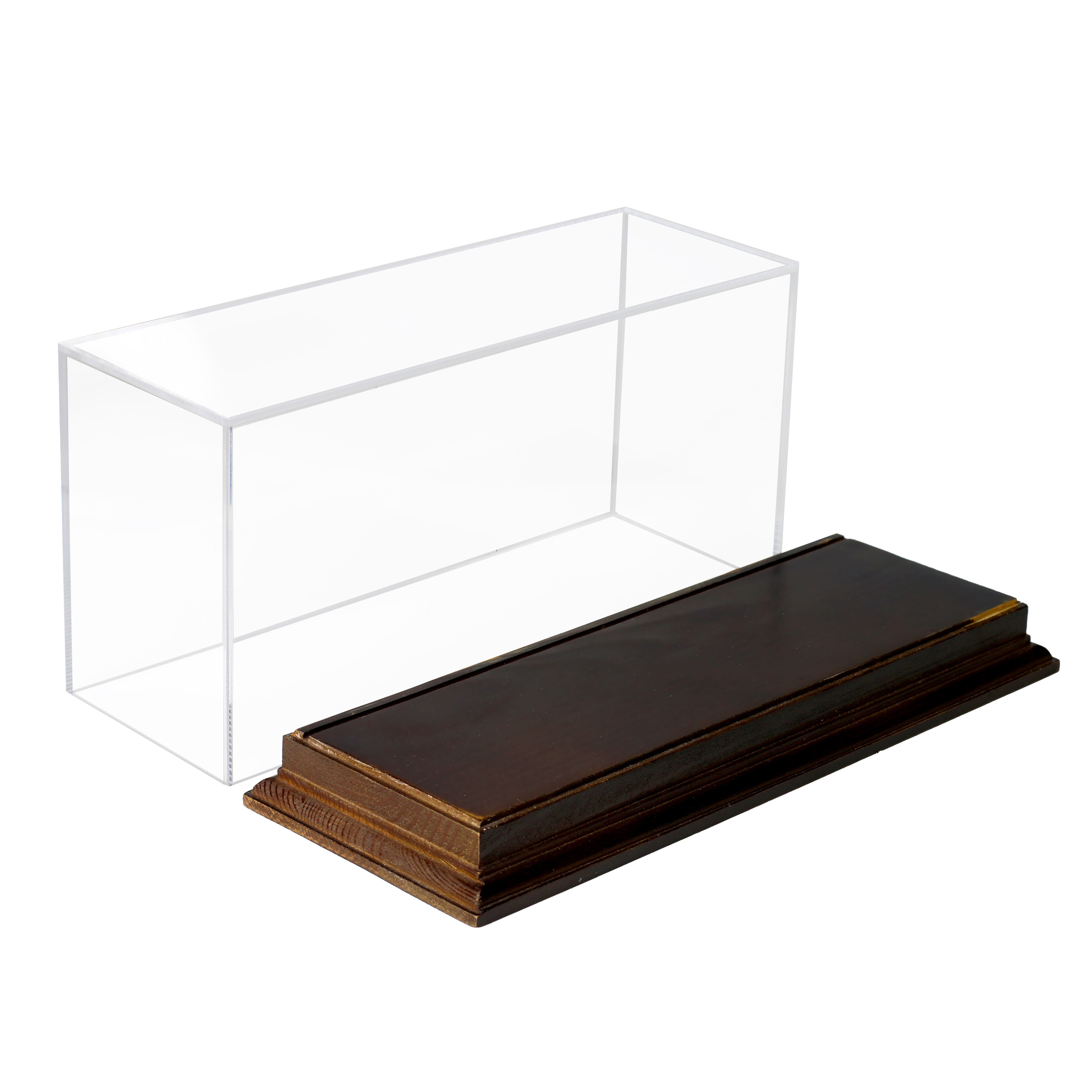 Table Top Acrylic Sport Baseball Protective Box Rectangular Wooden Case Pmma Triple Tennis Baseball Keepsakes Display Case