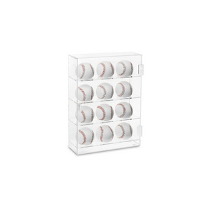 Mountable Acrylic Baseball Show Case 4-Tiers Tennis Ball Wall Rack Dustproof Lucite Memorabilia 12 Baseball Display Cabinet