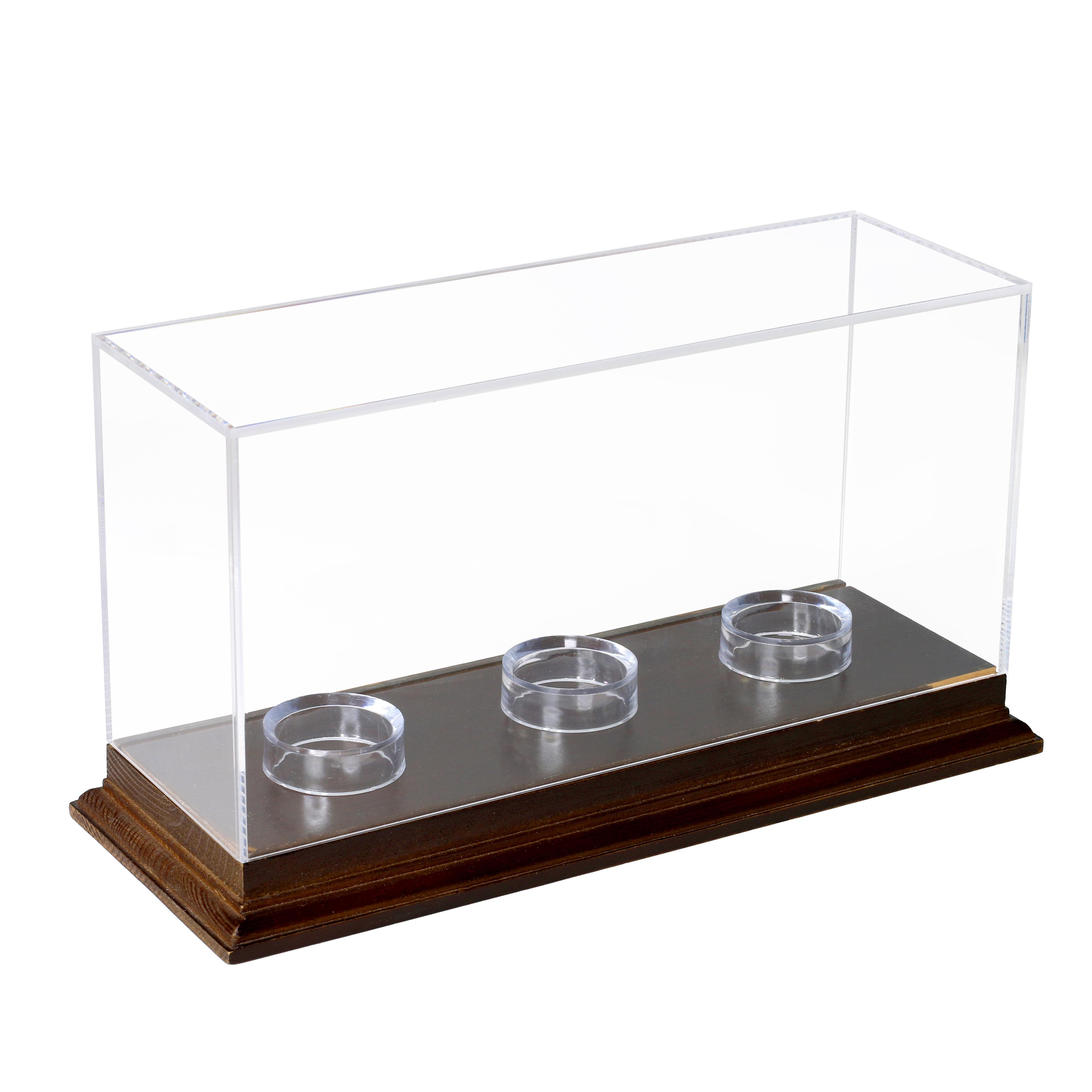 Table Top Acrylic Sport Baseball Protective Box Rectangular Wooden Case Pmma Triple Tennis Baseball Keepsakes Display Case