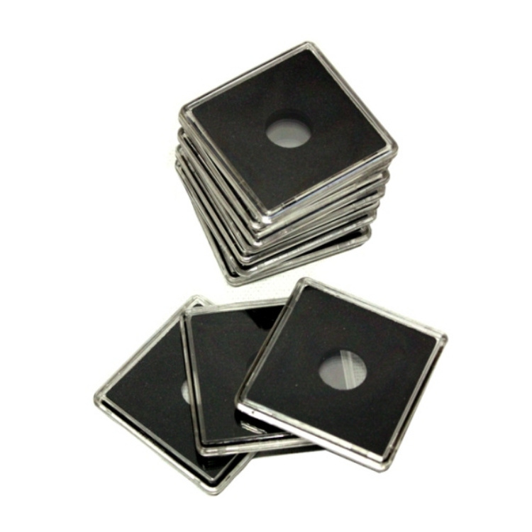 50 MM Anti-scratch Plastic Coin Display Holder Air-tight Square Coin Slab Capsule with Black Insert Pads