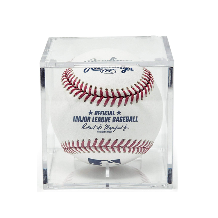 Stackable Acrylic Baseball Cube Display Box UV Protected Sports Official Tennis Or Softballs Case With Stand