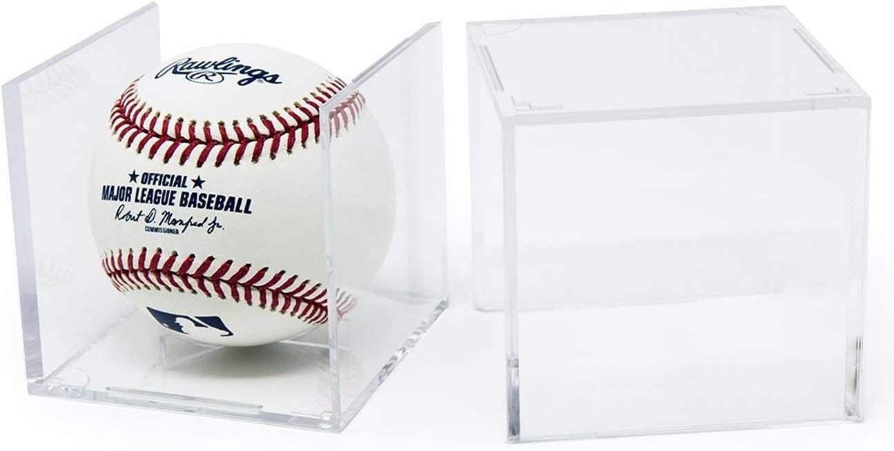 Stackable Acrylic Baseball Cube Display Box UV Protected Sports Official Tennis Or Softballs Case With Stand