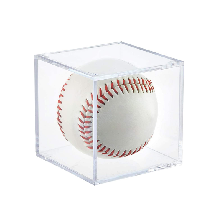 Stackable Acrylic Baseball Cube Display Box UV Protected Sports Official Tennis Or Softballs Case With Stand