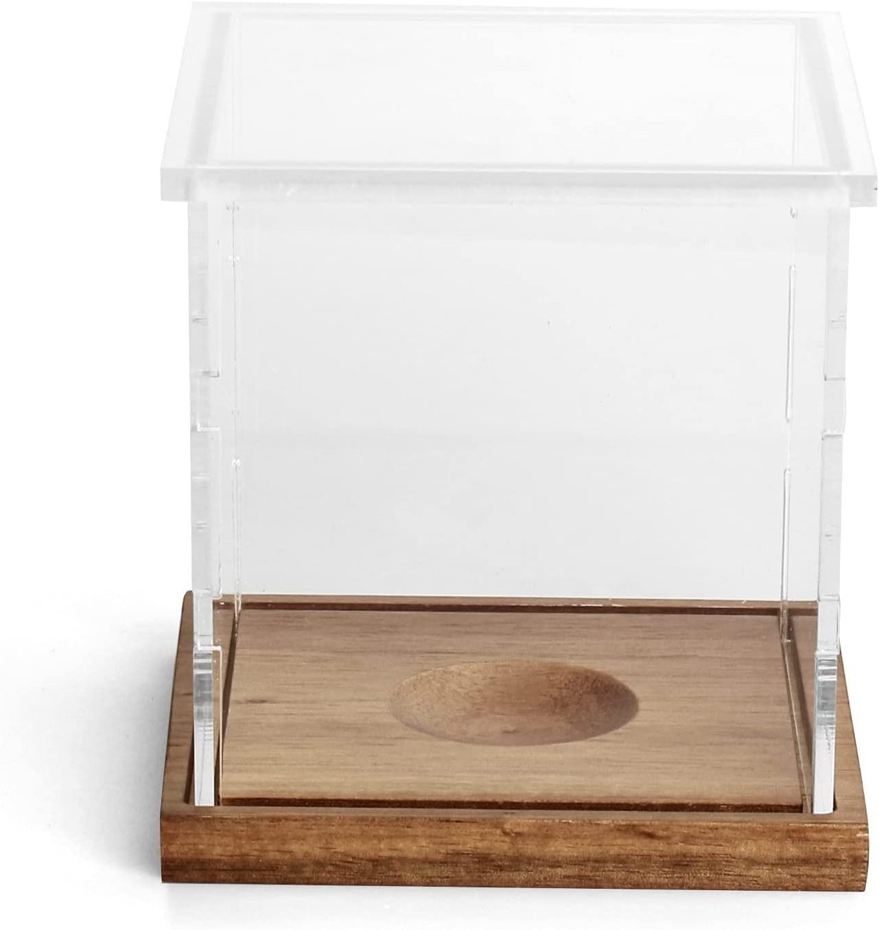 Wooden Base Official Size Baseball Holder Cube Transparent Lucite Memorabilia Display Case Baseball Storage Box