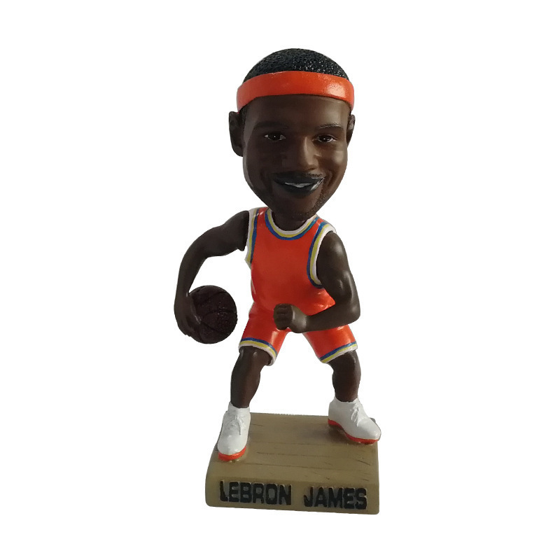 Manufacture custom resin handicraft bobble head doll creative NBA star car cartoon gift small ornament