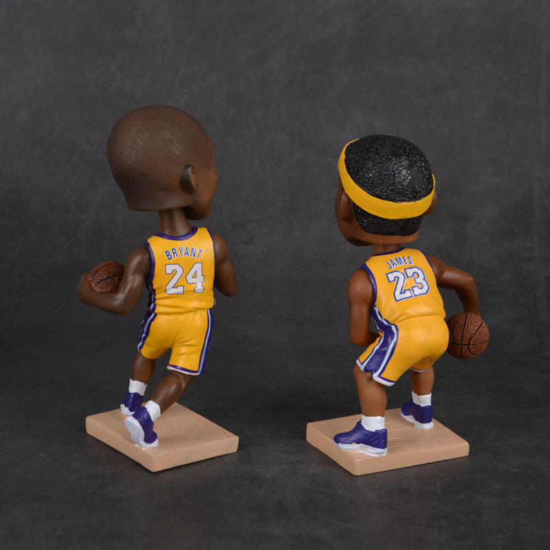 NBA Basketball Star Car Shaking Head Decoration Creative Cartoon Hand-run Cute Doll Resin Crafts Decoration