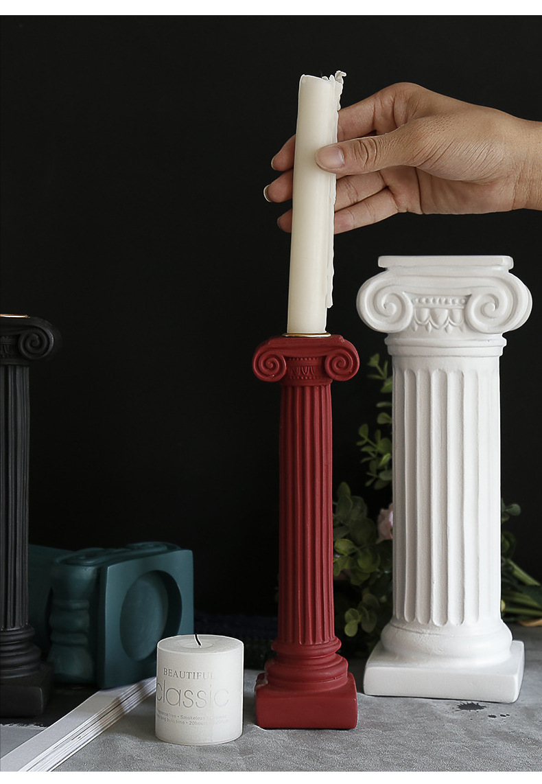 INS style Roman column mini resin statue photo prop decoration Renaissance home decoration gypsum sculpture candle holder