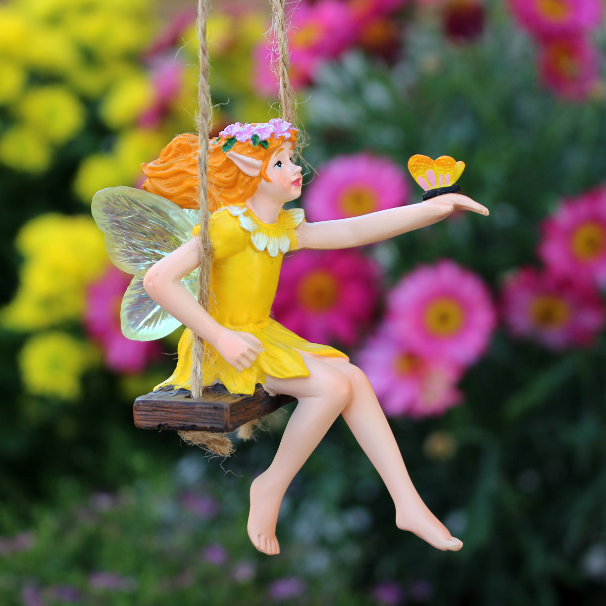 Outdoor garden courtyard simulation swing flower fairy decorative ornaments resin crafts garden sculpture landscape model