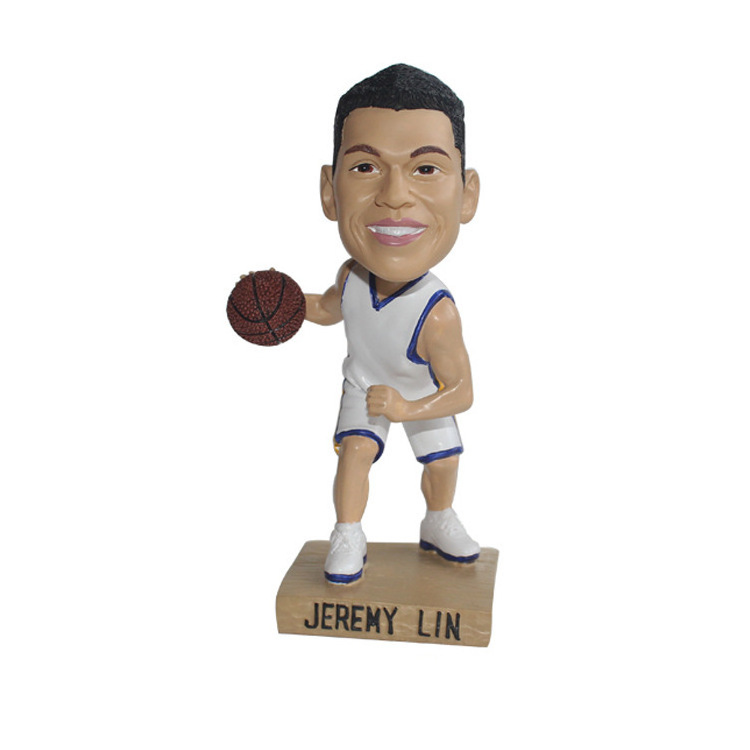 Manufacture custom resin handicraft bobble head doll creative NBA star car cartoon gift small ornament