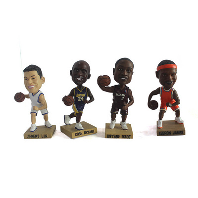 Manufacture custom resin handicraft bobble head doll creative NBA star car cartoon gift small ornament