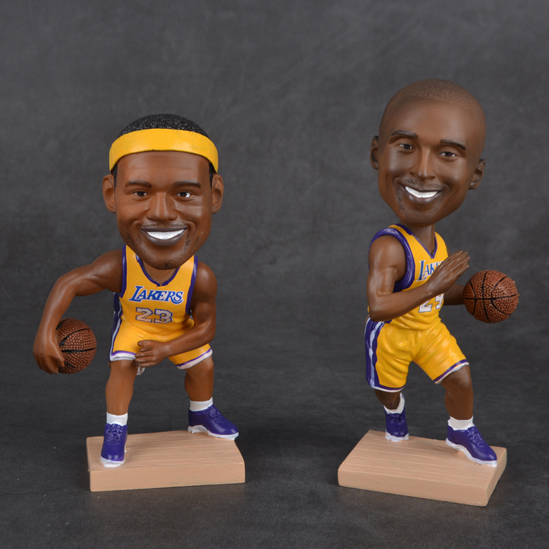 NBA Basketball Star Car Shaking Head Decoration Creative Cartoon Hand-run Cute Doll Resin Crafts Decoration