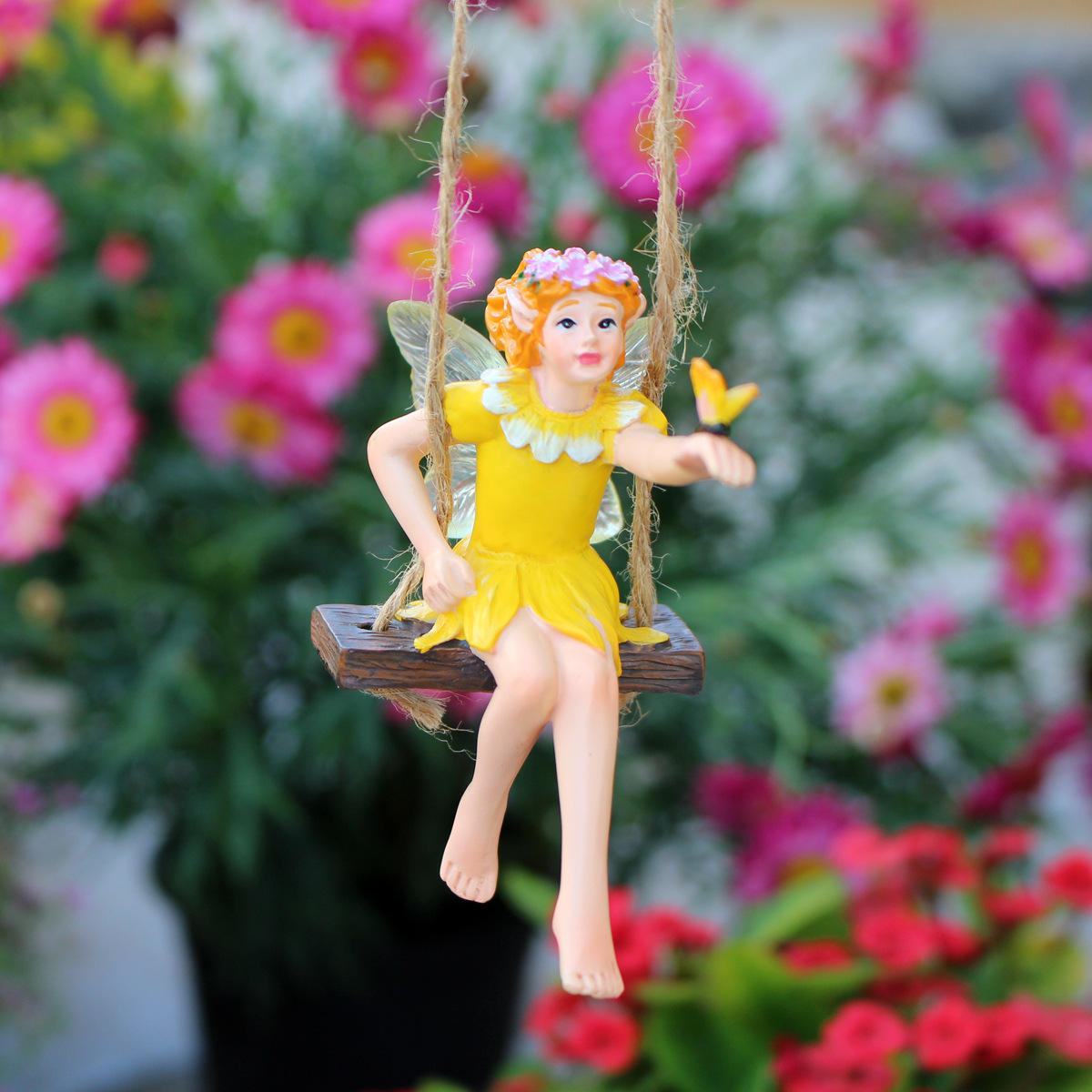 Outdoor garden courtyard simulation swing flower fairy decorative ornaments resin crafts garden sculpture landscape model